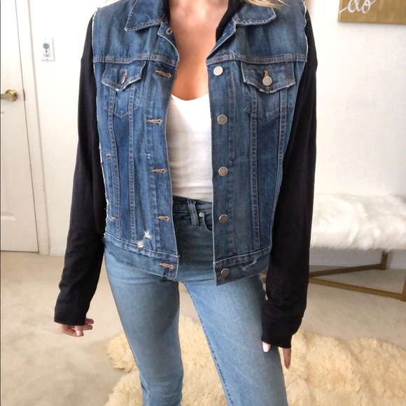 bailey 44 knit jean vest hoodie